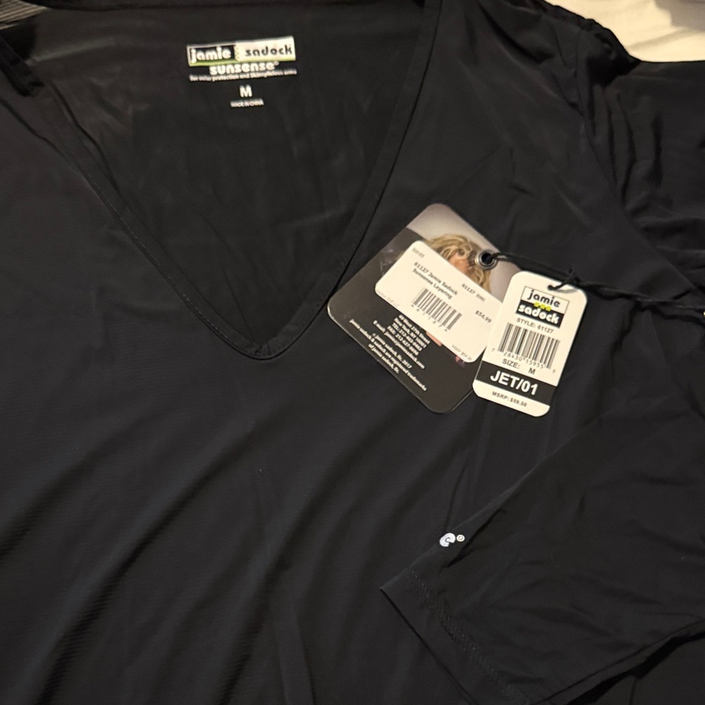 Jamie Sadock Sunsense Black V-Neck Long Sleeve Top
